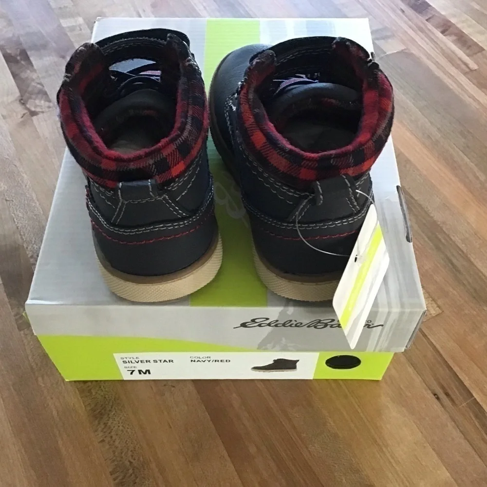 Eddie Bauer Silver Star Navy and RedToddler work boots.- NWB NWT  Size 7.